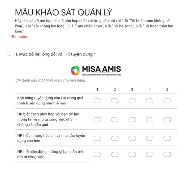 Mẫu đánh giá hiệu quả tuyển dụng cho quản lý