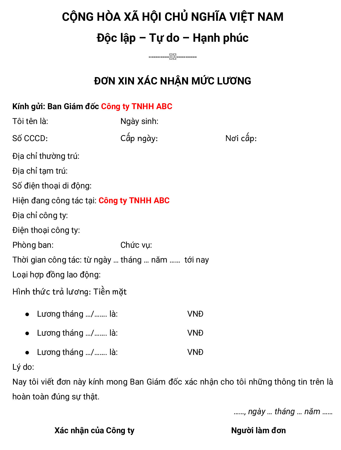 Mẫu xác nhận lương Mẫu xác nhận lương số 5