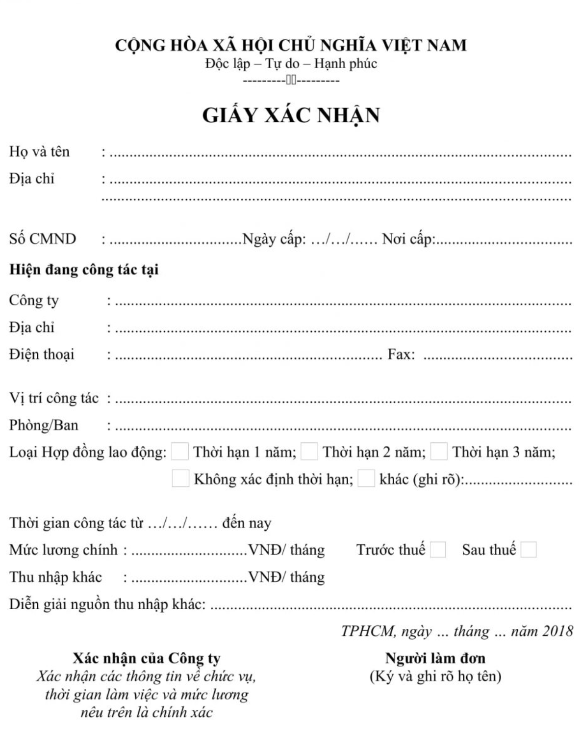 Mẫu xác nhận lương Nội dung cần có trong bảng xác nhận lương