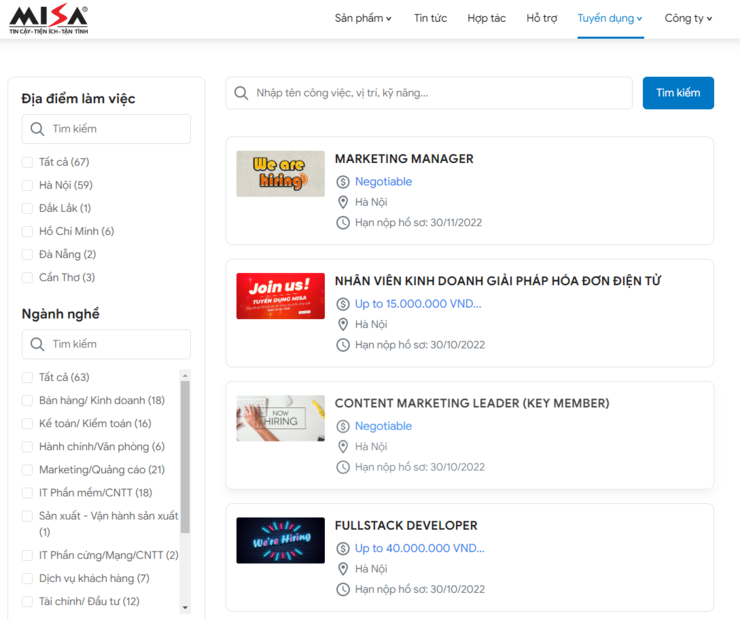 Đăng tin tuyển dụng trên website của công ty