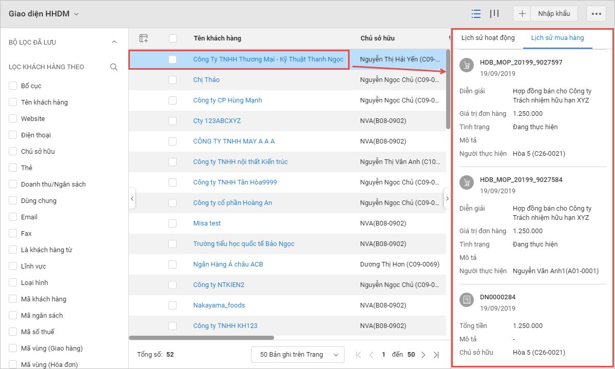 MIsa Amis CRM lữu trữ tập chung thông tin