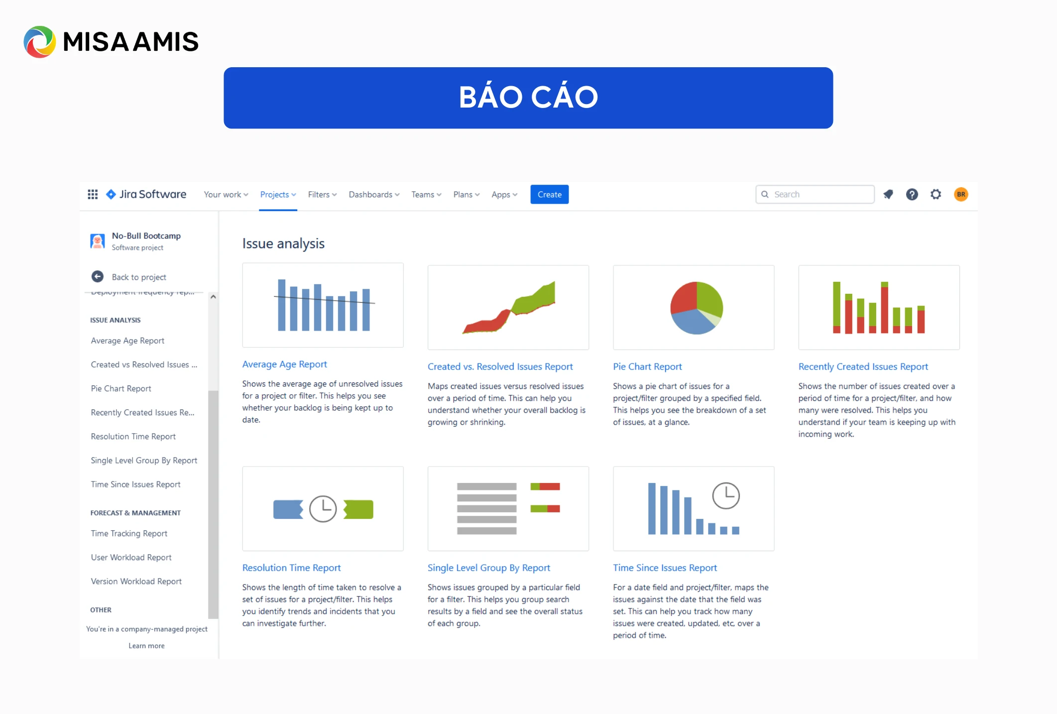 Báo cáo của phần mềm Jira