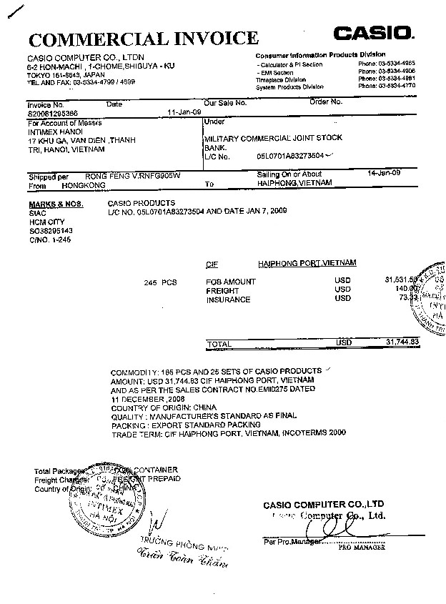 Commercial Invoice là gì?