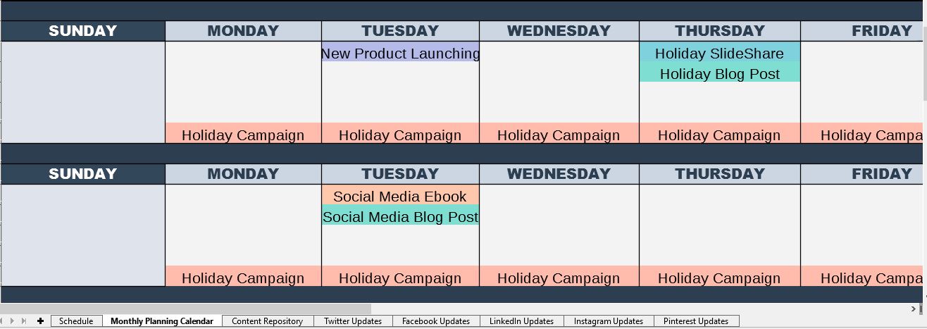 Kế hoạch content calendar tháng