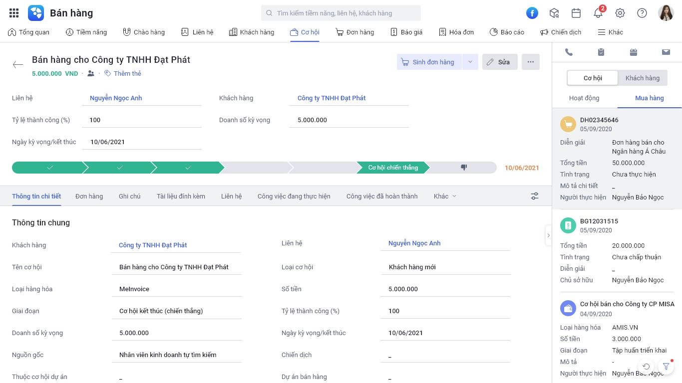 MISA AMIS CRM ghi nhận toàn bộ hành trình khách hàng, nắm bắt tức thời tình hình, kết quả chăm sóc khách hàng