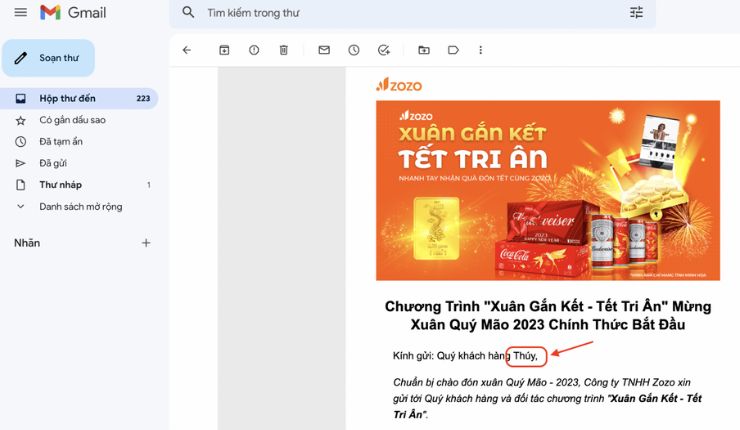Cá nhân hóa email marketing đóng góp không nhỏ cho sự thành công trong mỗi chiến dịch kinh doanh