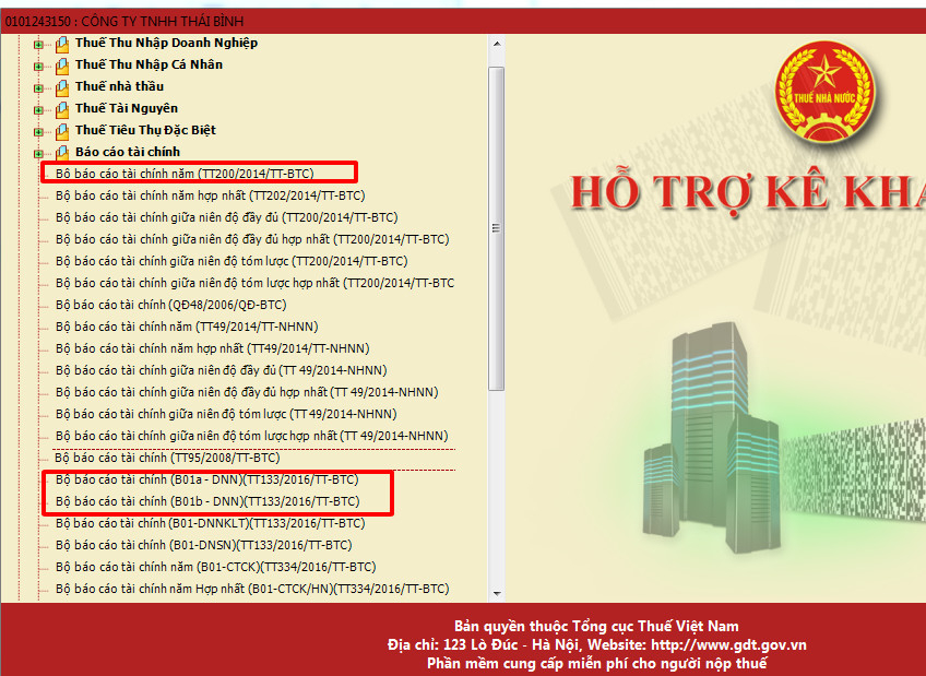 Lập báo cáo tài chính trên HTKK