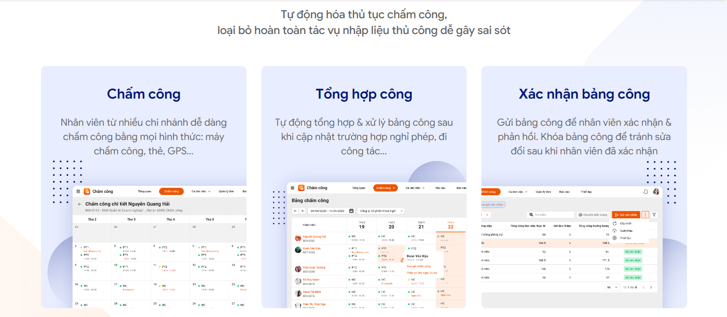 AMIS Chấm công hỗ trợ nghiệp vụ công - lương chuyên sâu của doanh nghiệp trên 100 nhân sự