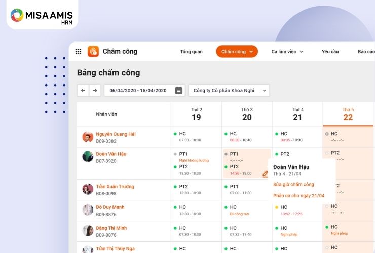 giá phần mềm chấm công amis