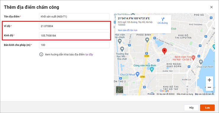 Thiết lập địa điểm chấm công GPS trên MISA AMIS HRM
