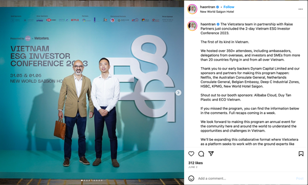 Hao Tran - CEO của Vietcetera - một trong những CEO năng động nhất trên nền tảng Instagram tại Việt Nam (Nguồn: Instagram @haotran)