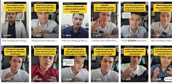 Kênh Tiktok của Joe Tran chia nhiều quan điểm cá nhân về các vấn đề trong lĩnh vực marketing - Nguồn: Tiktok