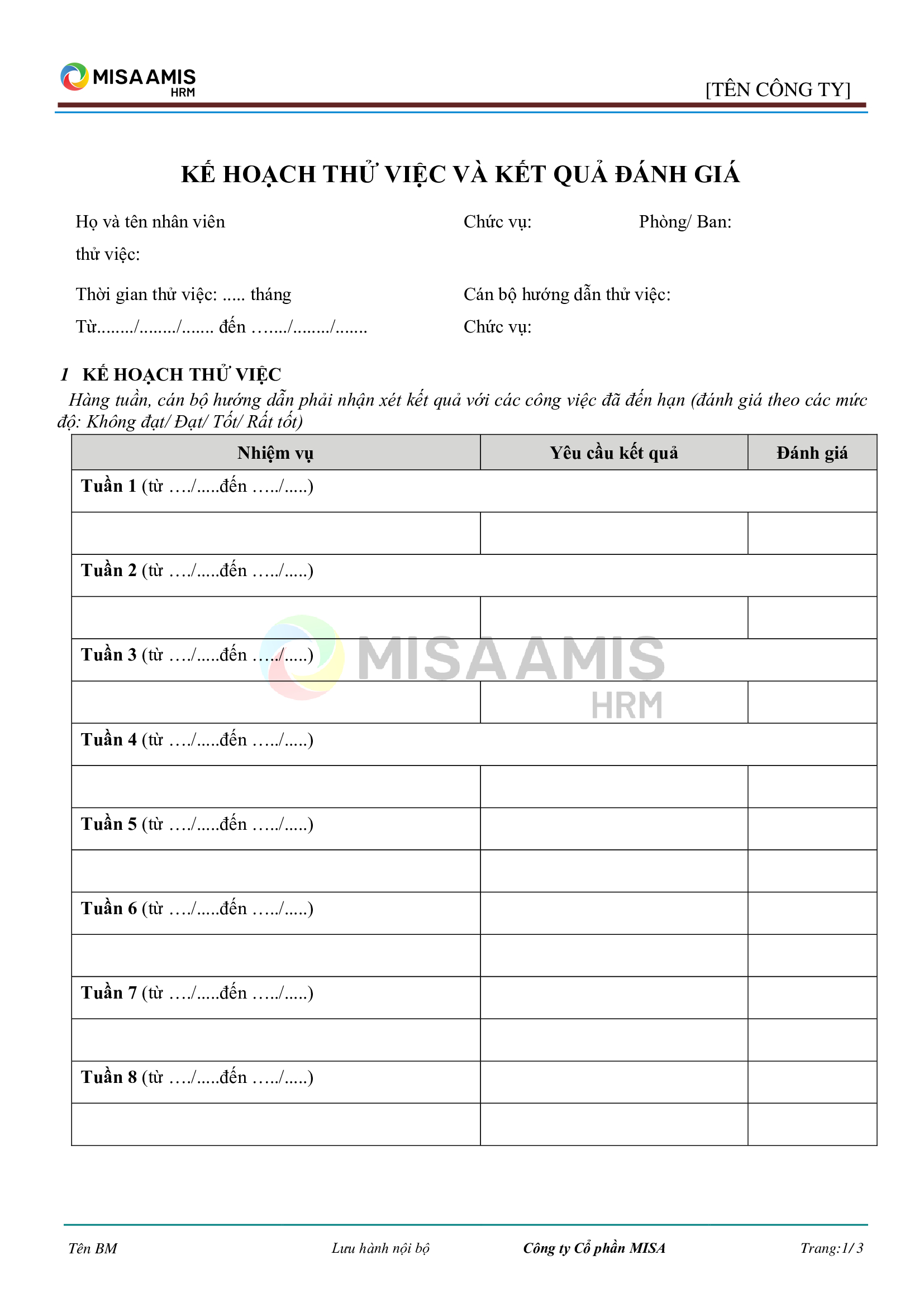 đánh giá nhân viên thử việc