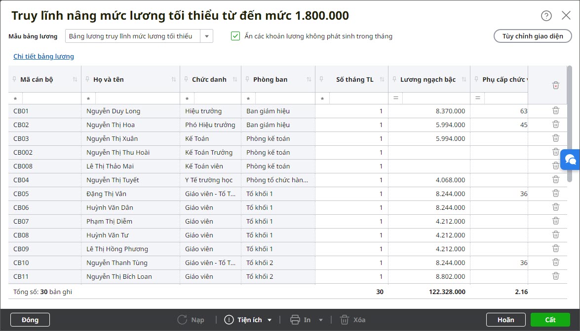 Hoàn tất quá trình truy lĩnh nâng lương cơ sở