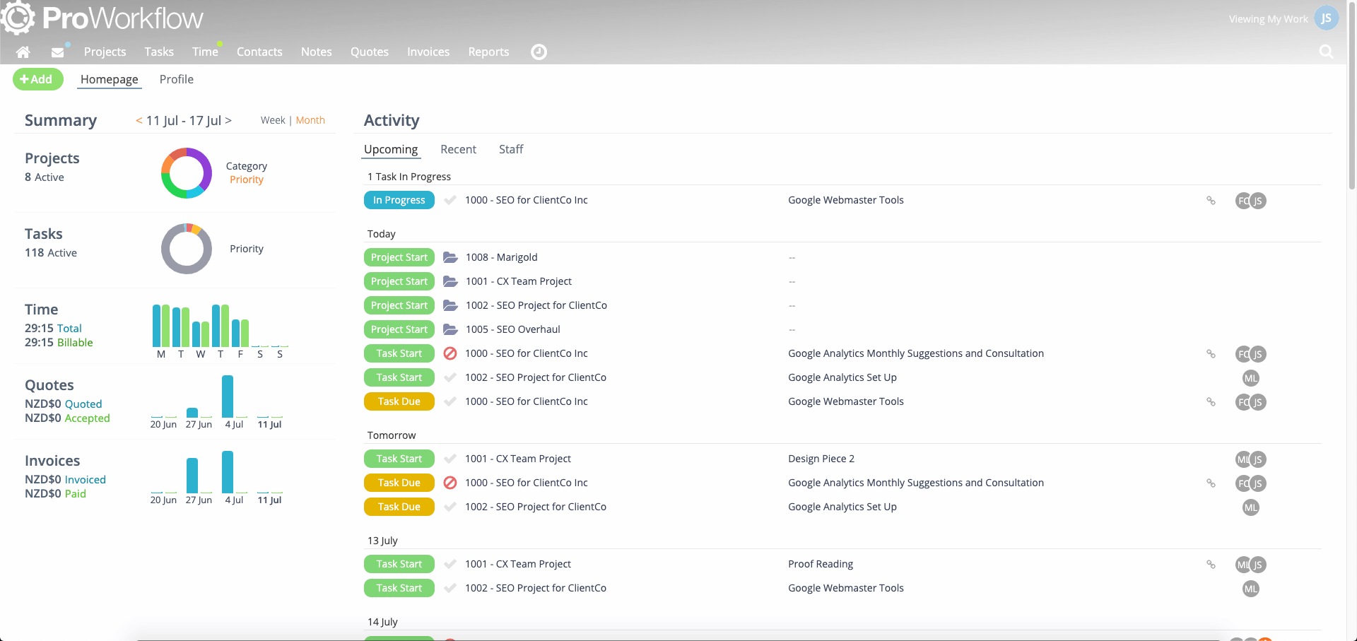 phần mềm báo cáo ProWorkflow