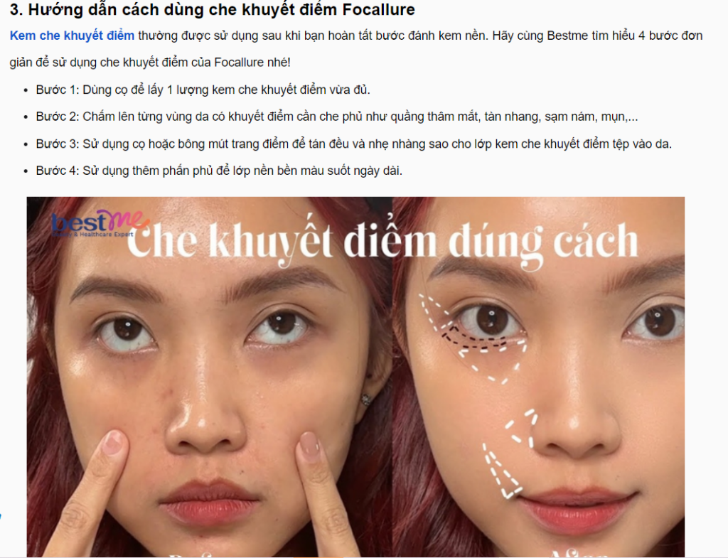 Bài viết sử dụng mẫu content mỹ phẩm hướng dẫn sử dụng (Nguồn: Internet)