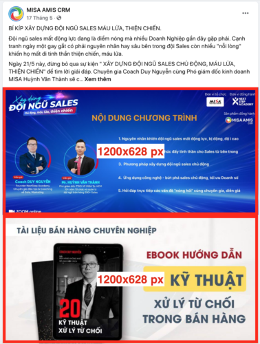 Kích thước ảnh quảng cáo Facebook dạng bài 2 ảnh hình chữ nhật ngang.