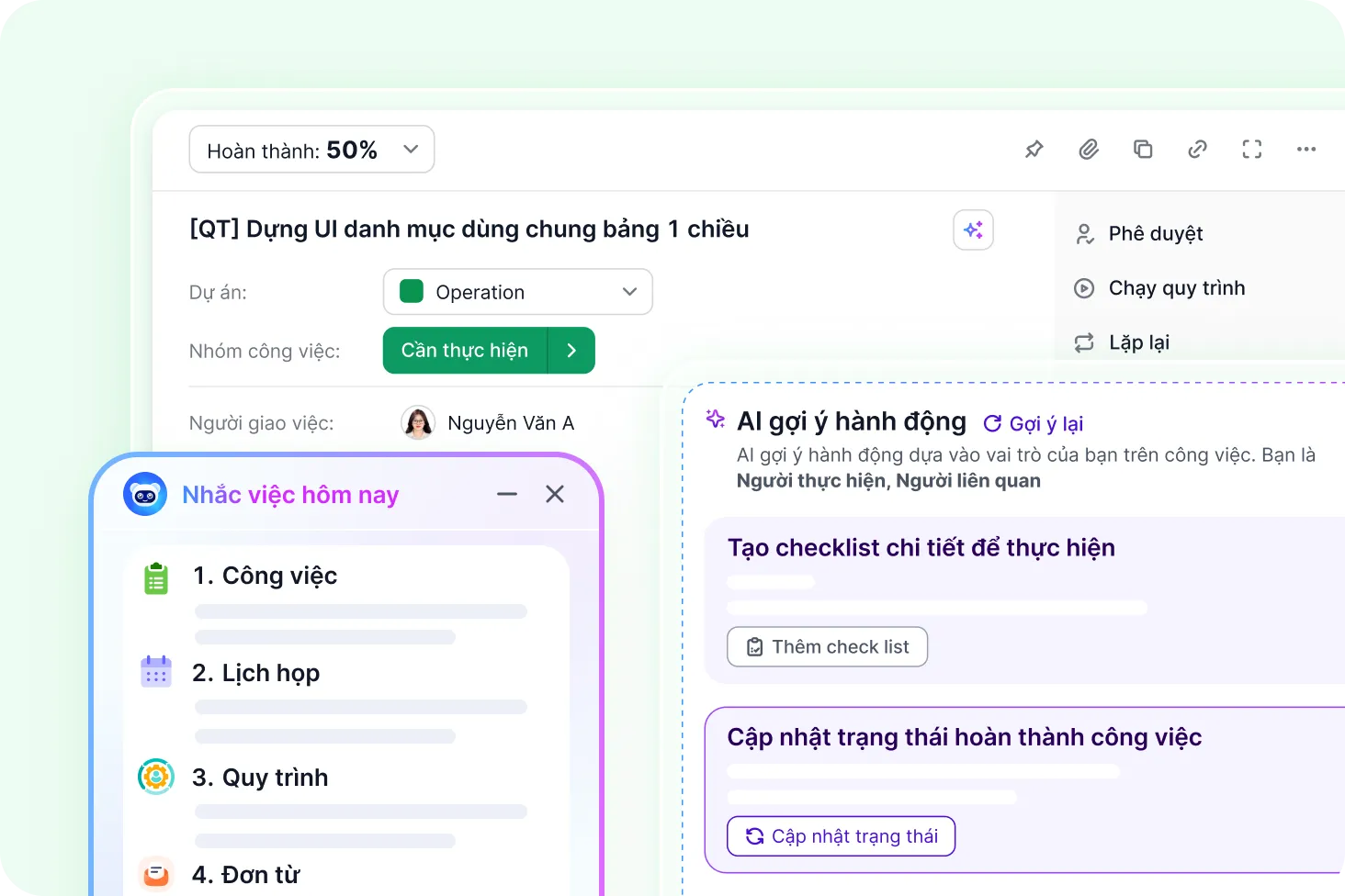 amis công việc Tích hợp AI Agent – Nhân sự số