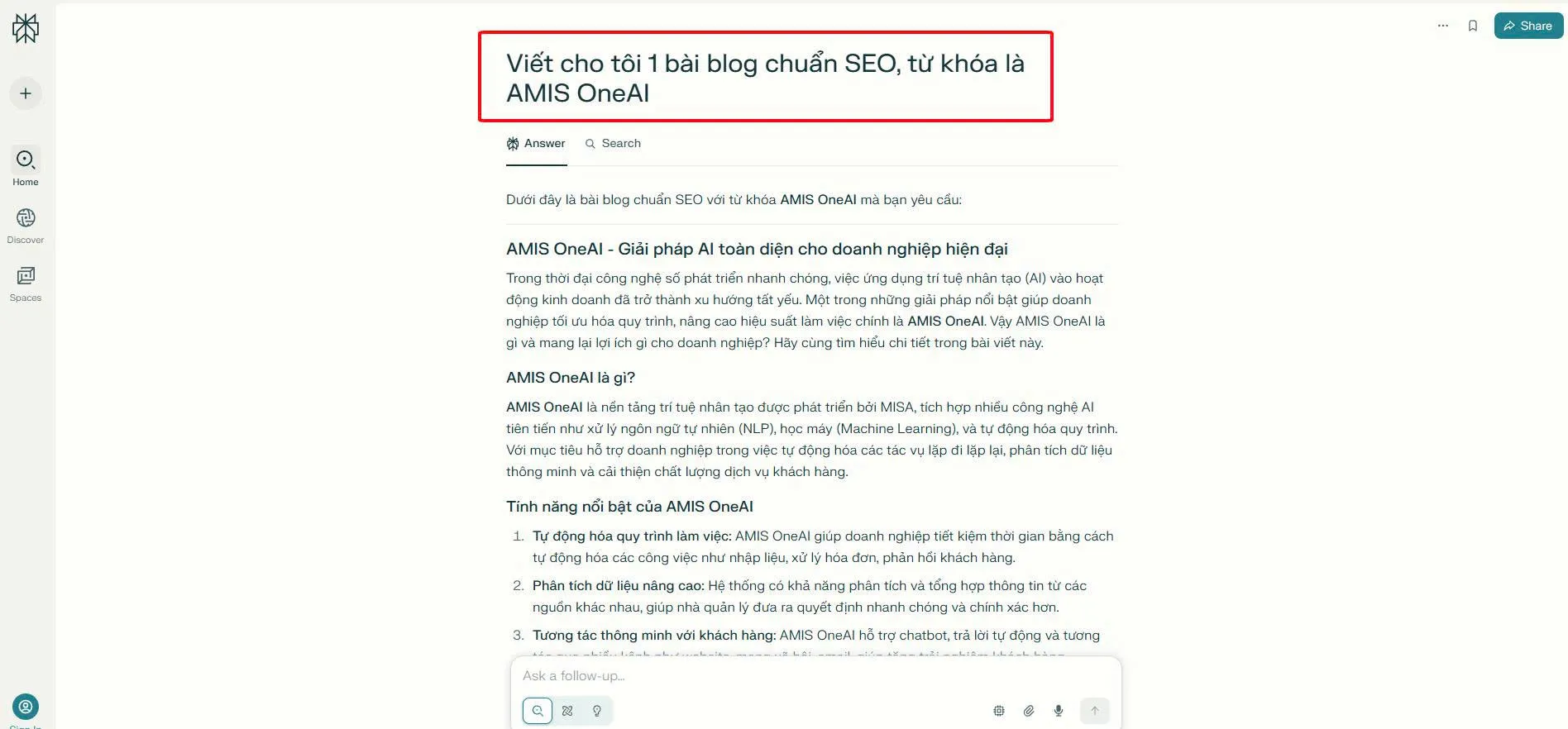 Perplexity ứng dụng AI hỗ trợ viết blog chuẩn SEO