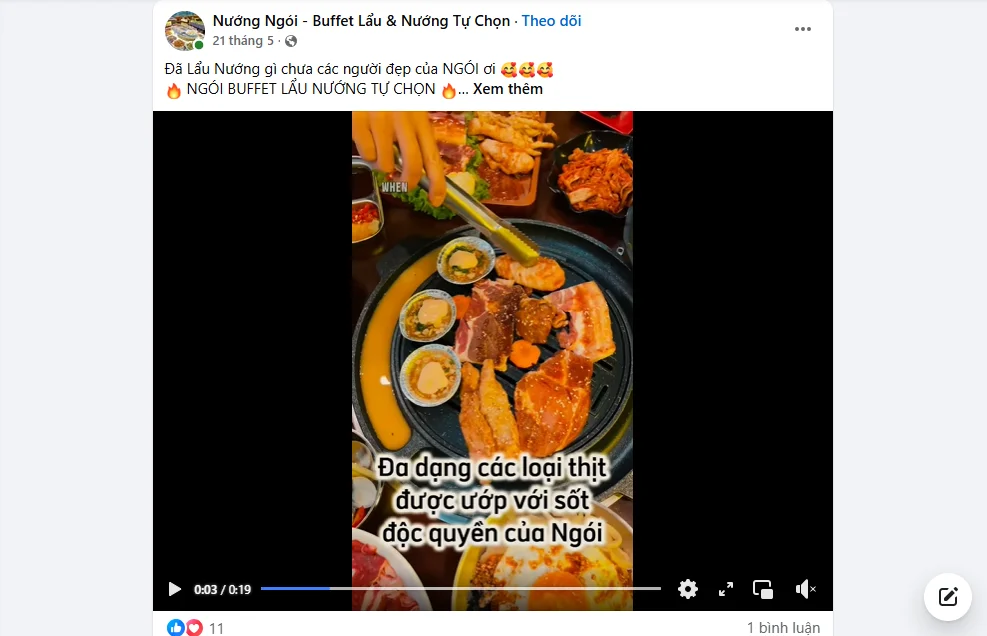 Mẫu quảng cáo bắt Trend của Nướng Ngói