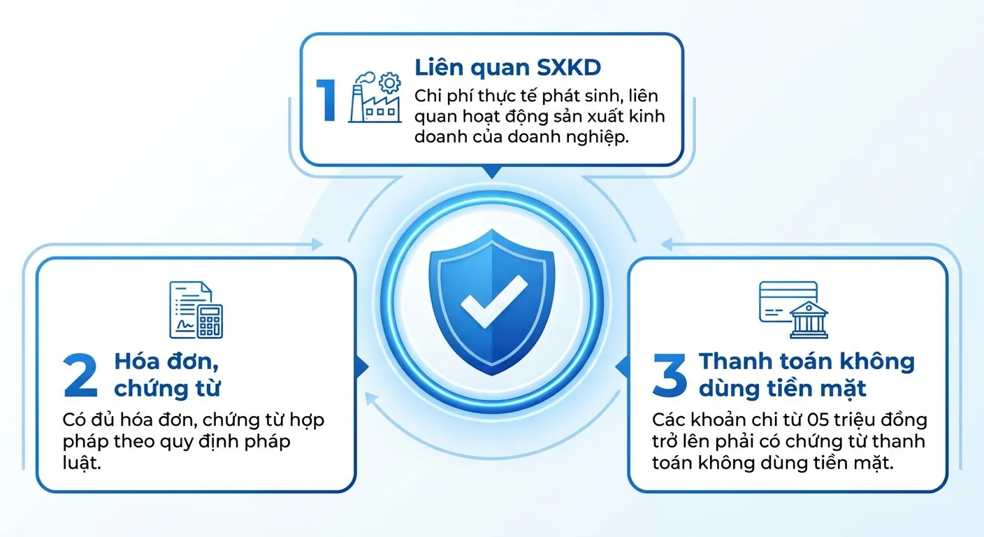 Điều kiện để xác định chi phí được trừ khi tính thuế TNDN