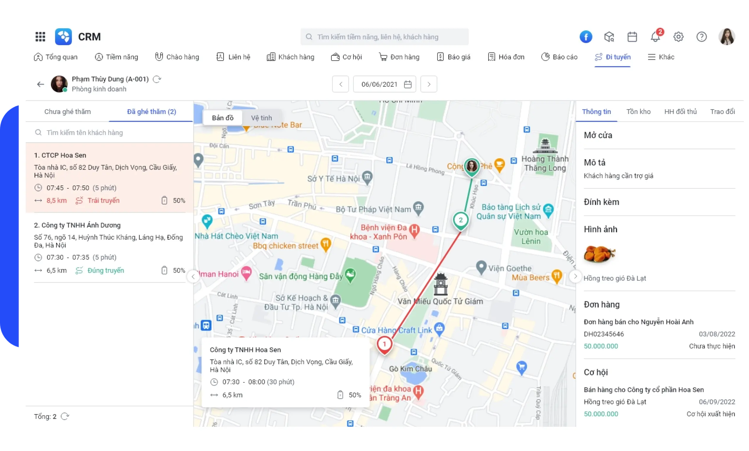 CRM giúp quản lý nhân viên kinh doanh đi tuyến, đi thị trường