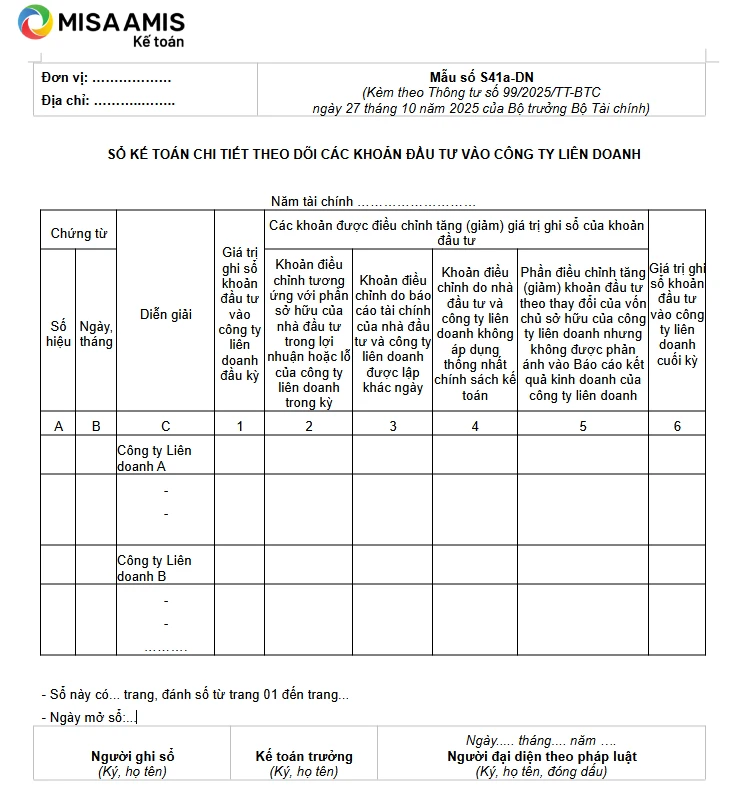 Mẫu số S41a-DN theo thông tư 99