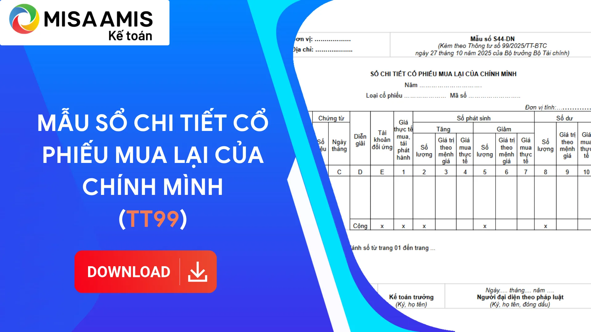 Tải mẫu sổ chi tiết cổ phiếu mua lại của chính mình