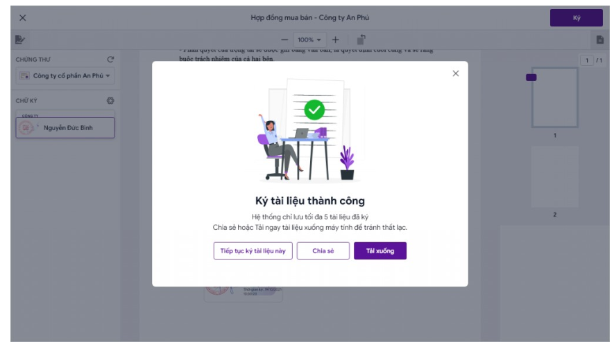 ký hợp đồng thành công