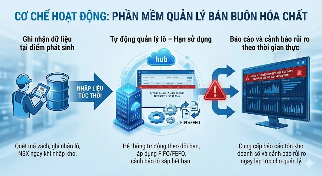 Cơ chế hoạt động của phần mềm bán buôn hóa chất