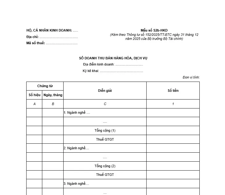 mẫu số s2b hkd