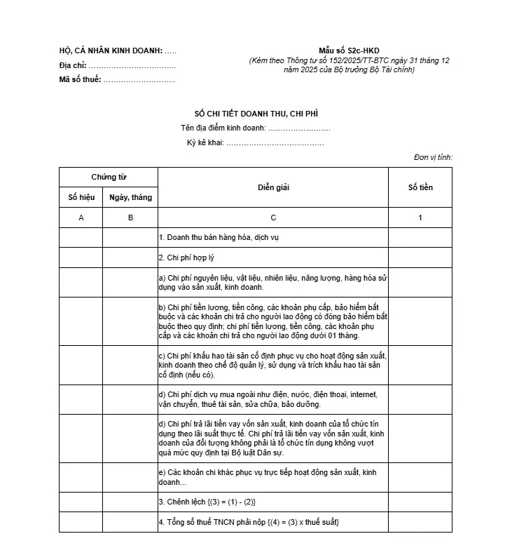 mẫu số s2c hkd