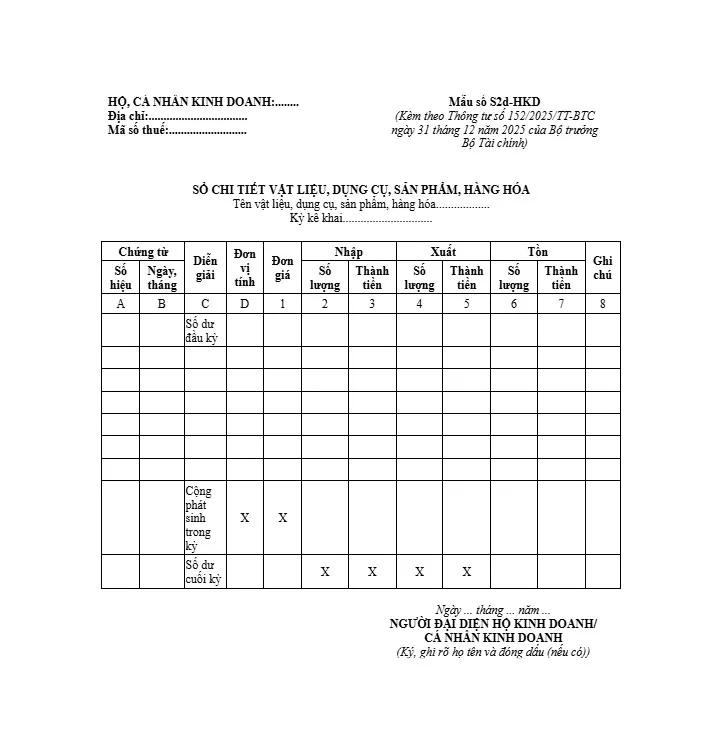 mẫu số s2d hkd