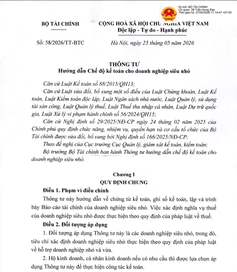 Thông tư 58/2026/TT-BTC thay thế thông tư 132/2018/TT-BTC