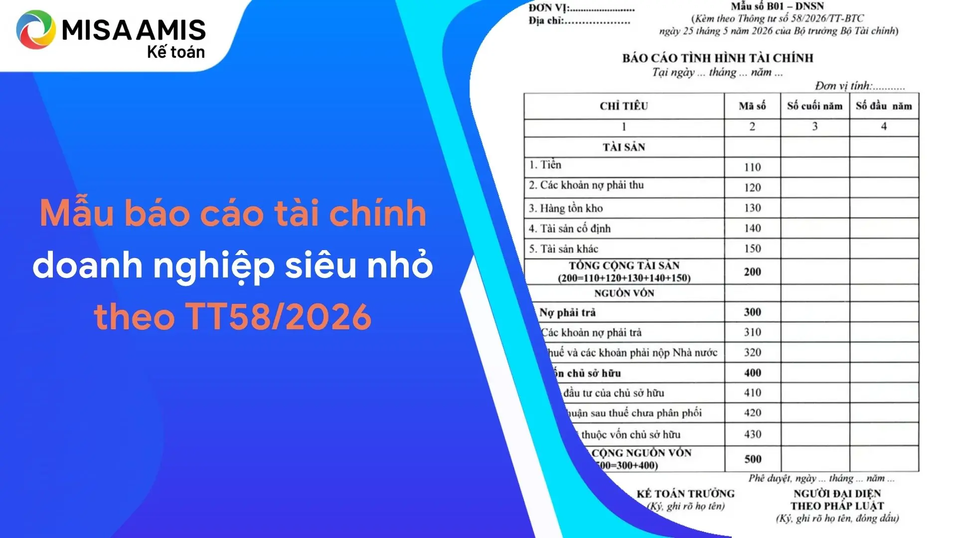 Mẫu báo cáo tài chính doanh nghiệp siêu nhỏ theo Thông tư 58