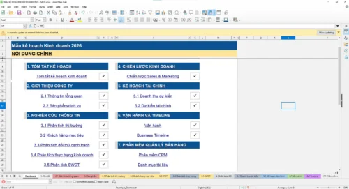 File mẫu kế hoạch kinh doanh Excel 2026