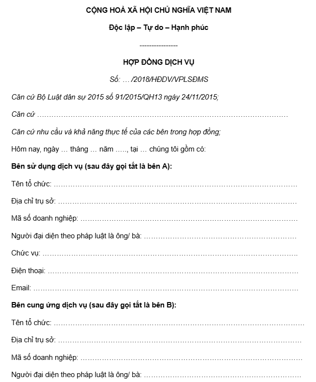hợp đồng dịch vụ