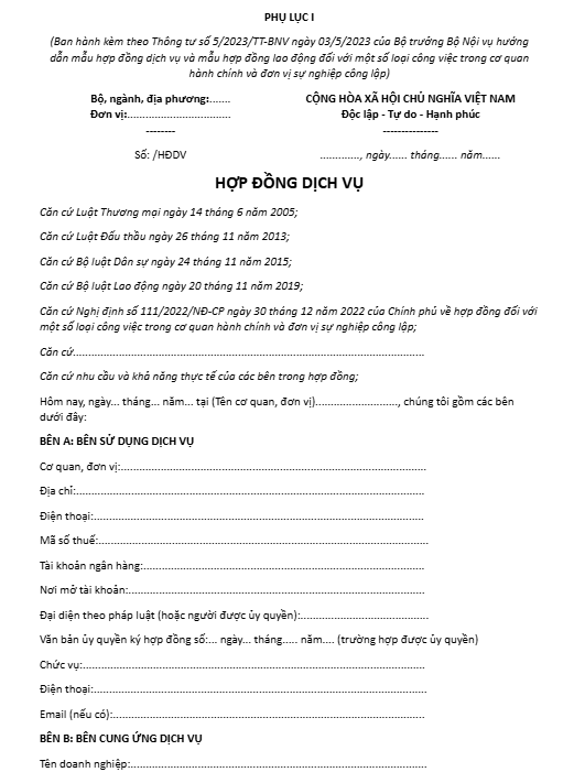 hợp đồng dịch vụ