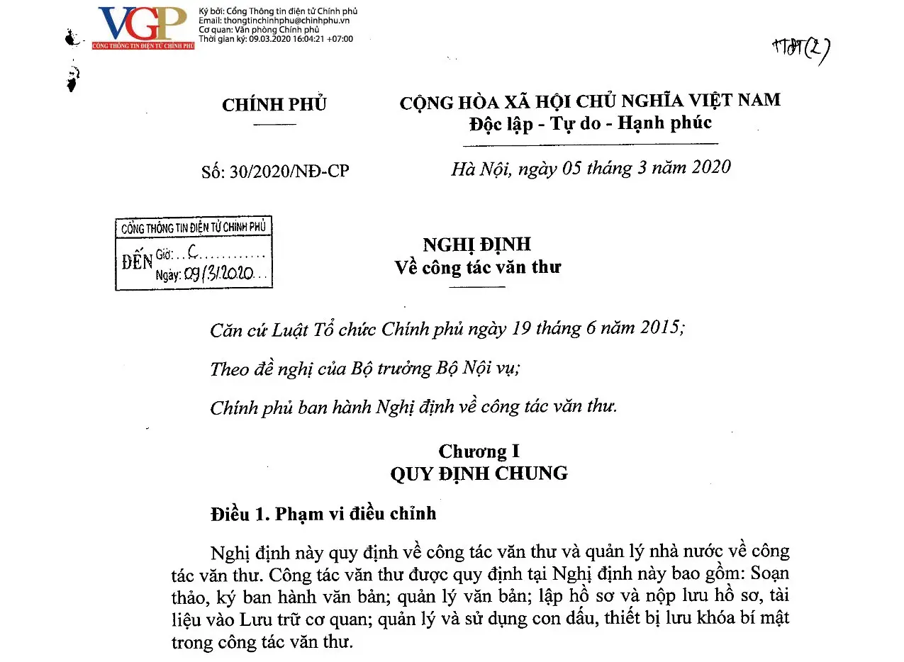 Nghị định 30/2020/NĐ-CP