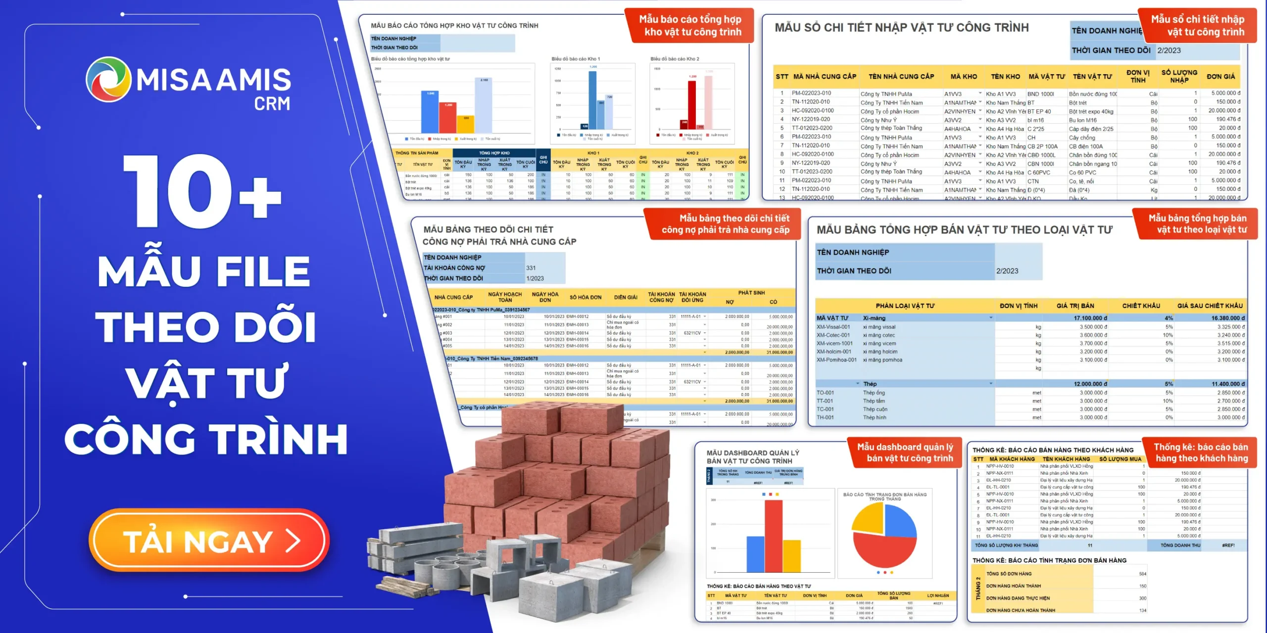 10+ mẫu file theo dõi vật tư công trình