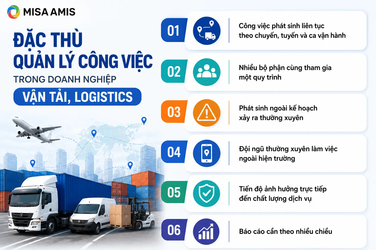 Đặc thù quản lý công việc trong doanh nghiệp vận tải, logistics