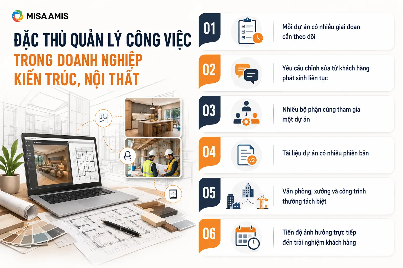 Đặc thù quản lý công việc trong doanh nghiệp kiến trúc, nội thất