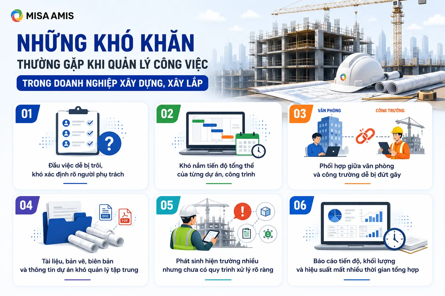 Những khó khăn thường gặp khi quản lý công việc trong doanh nghiệp xây dựng, xây lắp