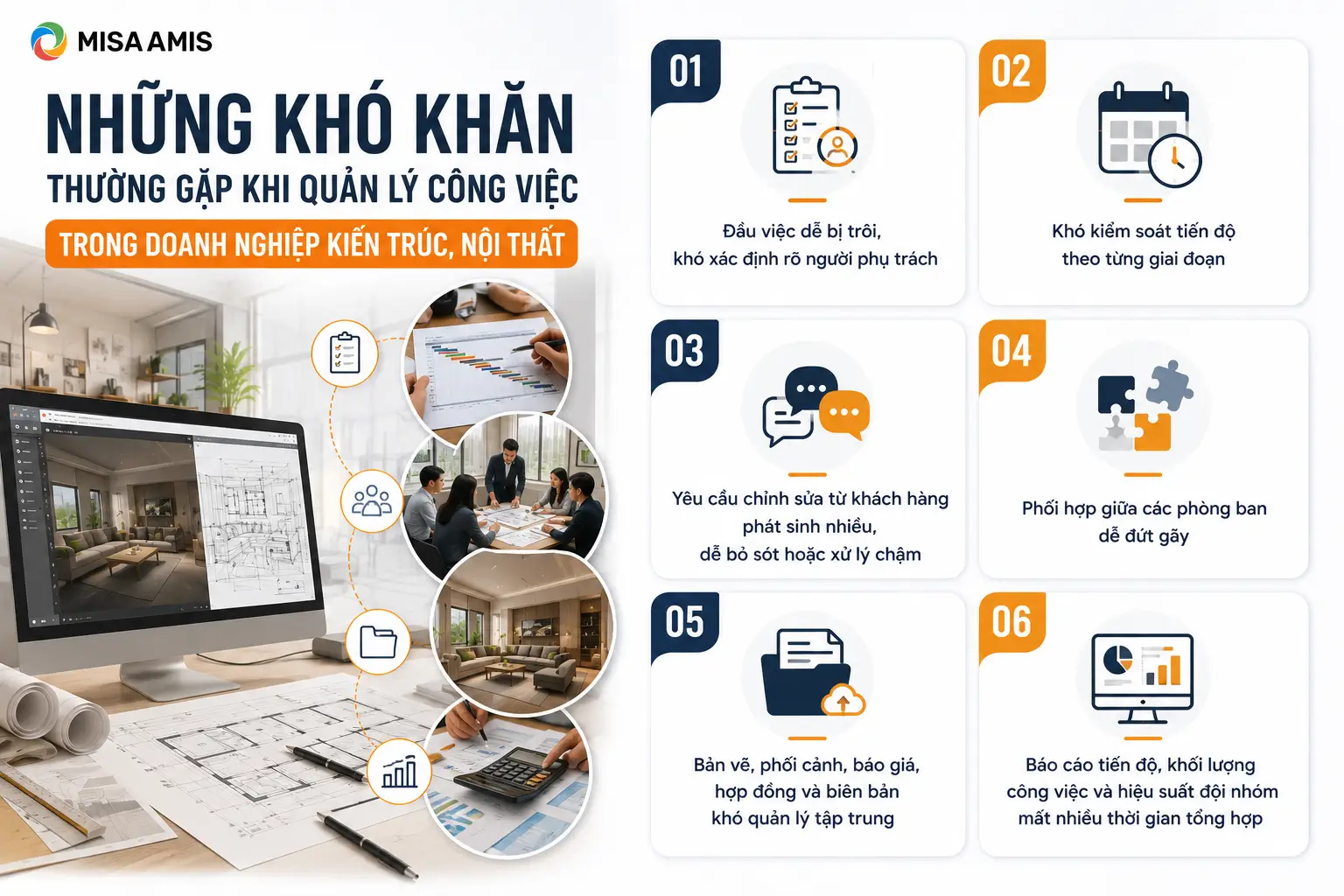 Những khó khăn thường gặp khi quản lý công việc trong doanh nghiệp kiến trúc, nội thất