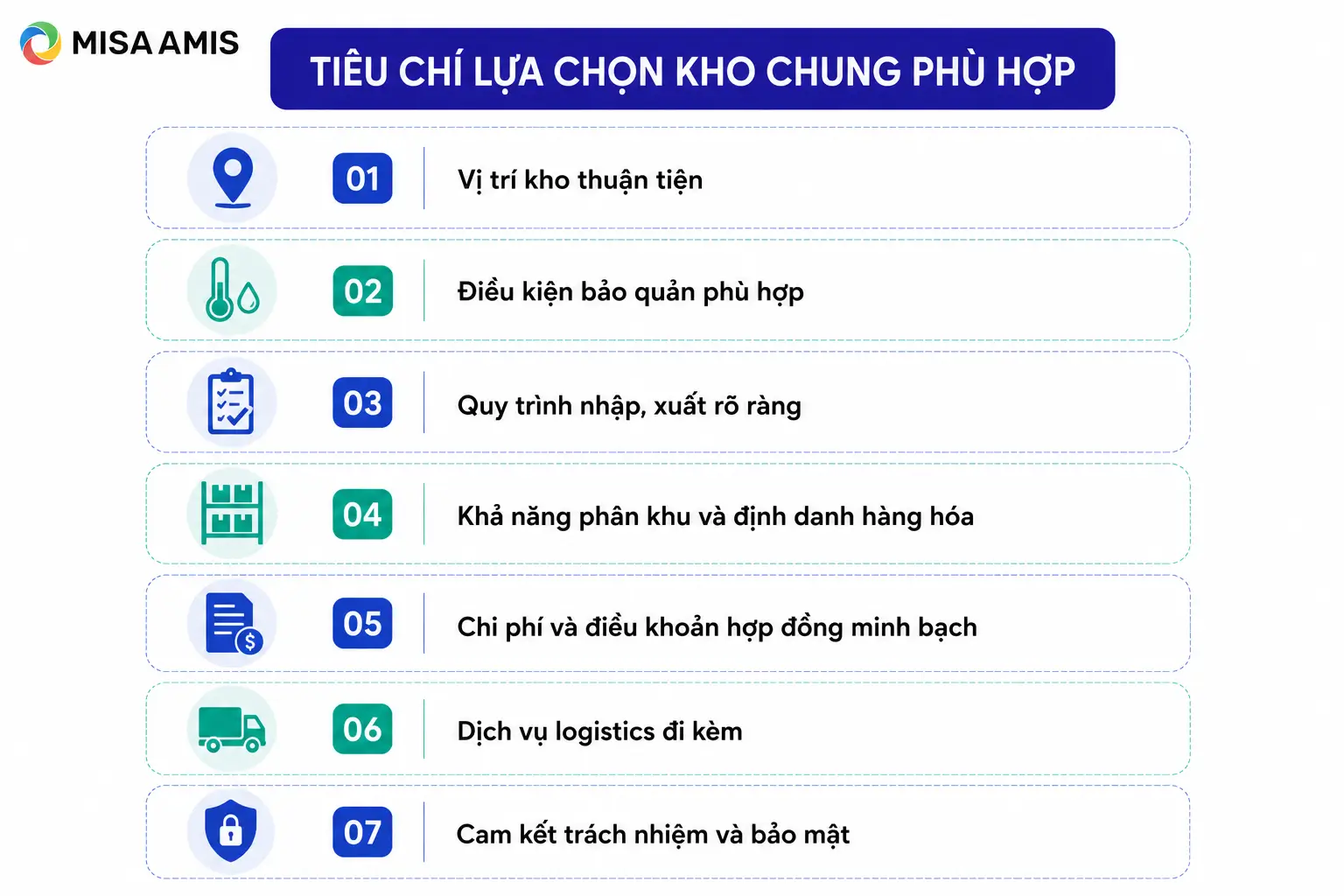 Tiêu chí lựa chọn kho chung phù hợp