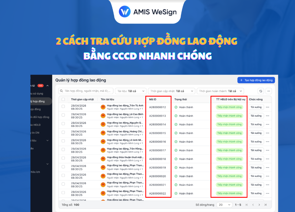 tra cứu hợp đồng lao động bằng CCCD