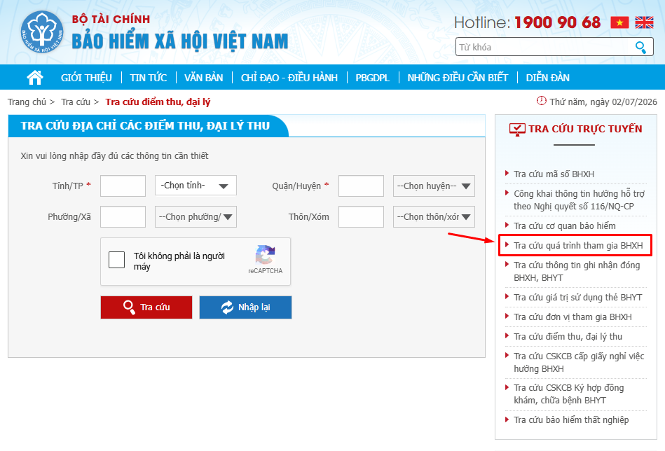 tra cứu quá trình tham gia BHXH