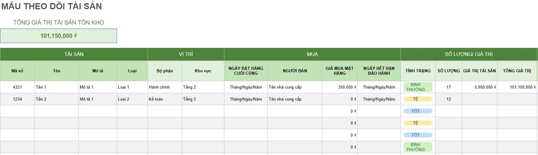 File Excel theo dõi tài sản