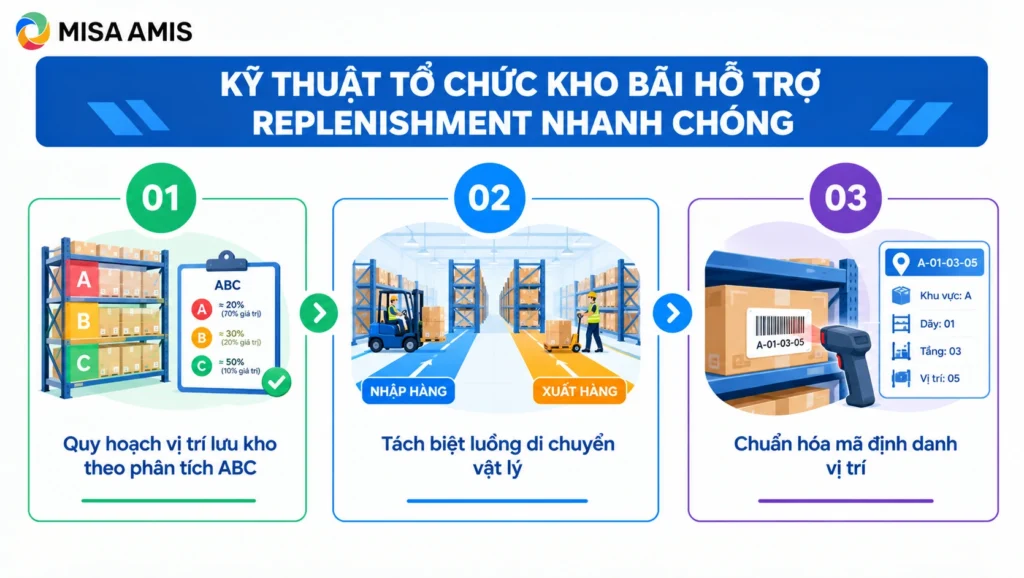 Kỹ thuật tổ chức kho bãi hỗ trợ Replenishment nhanh chóng