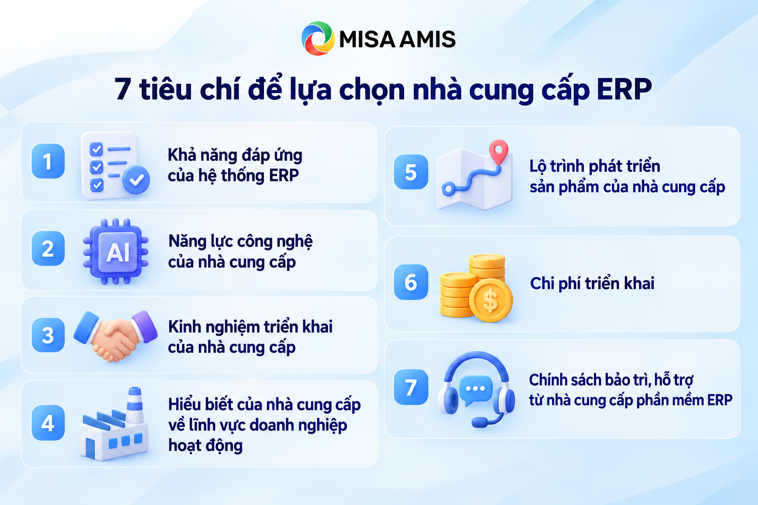 Tiêu chí lựa chọn nhà cung cấp ERP